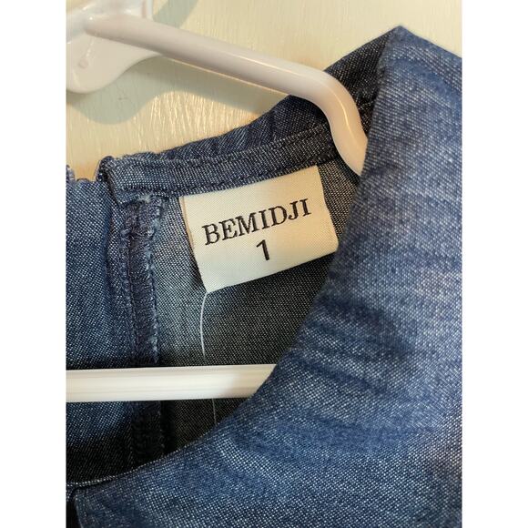 Bemidji chambray short sleeve dress blue denim collared pleated Size 1 US 12 mo - Picture 5 of 8